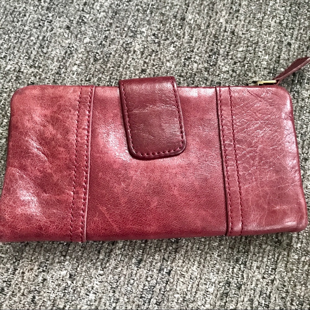 Red Leather Fossil Wallet Distressed - image 4